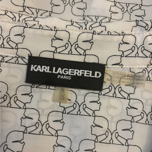 Karl Lagerfeld Paris Printed Button Front Blouse XL - Picture 8 of 9